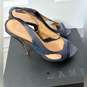 L.A.M.B. Navy and Tan Heels